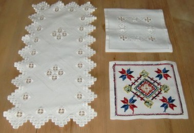 M618M Hardanger Runner and two Hardanger Doilies